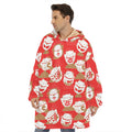 Japanese Lucky Cat Pattern Print Hoodie Blanket