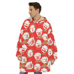 Japanese Lucky Cat Pattern Print Hoodie Blanket