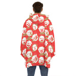 Japanese Lucky Cat Pattern Print Hoodie Blanket