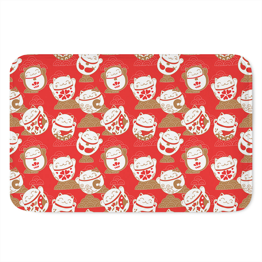 Japanese Lucky Cat Pattern Print Indoor Door Mat