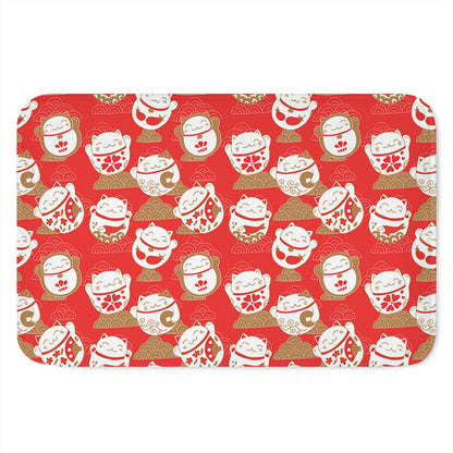 Japanese Lucky Cat Pattern Print Indoor Door Mat