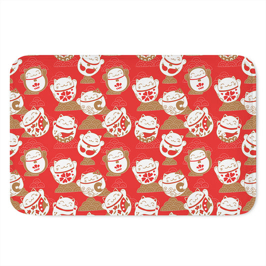 Japanese Lucky Cat Pattern Print Indoor Door Mat