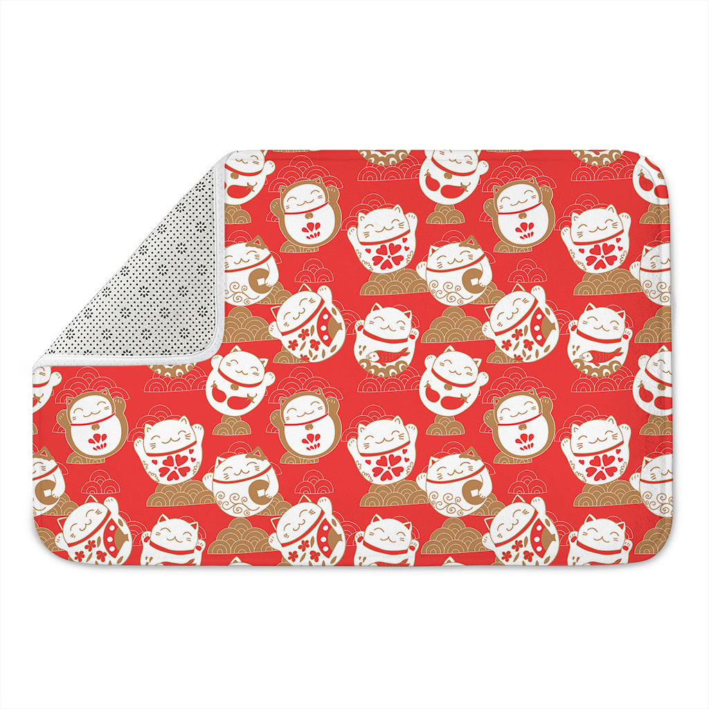 Japanese Lucky Cat Pattern Print Indoor Door Mat