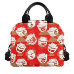 Japanese Lucky Cat Pattern Print Insulated Lunch Bag