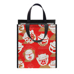 Japanese Lucky Cat Pattern Print Insulated Lunch Tote