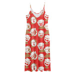 Japanese Lucky Cat Pattern Print Jersey Midi Cami Dress