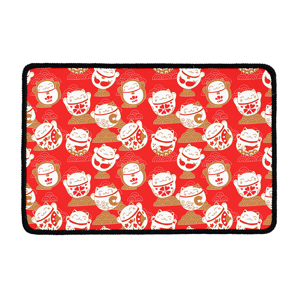 Japanese Lucky Cat Pattern Print Kitchen Mat