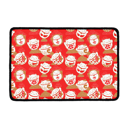 Japanese Lucky Cat Pattern Print Kitchen Mat