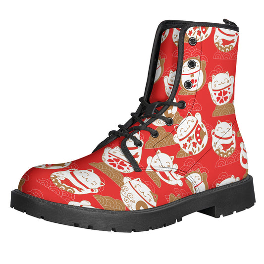 Japanese Lucky Cat Pattern Print Backpack