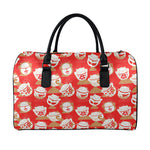 Japanese Lucky Cat Pattern Print Leather Duffle Bag