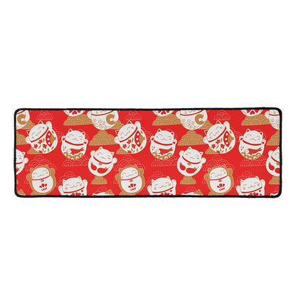 Japanese Lucky Cat Pattern Print Long Kitchen Mat