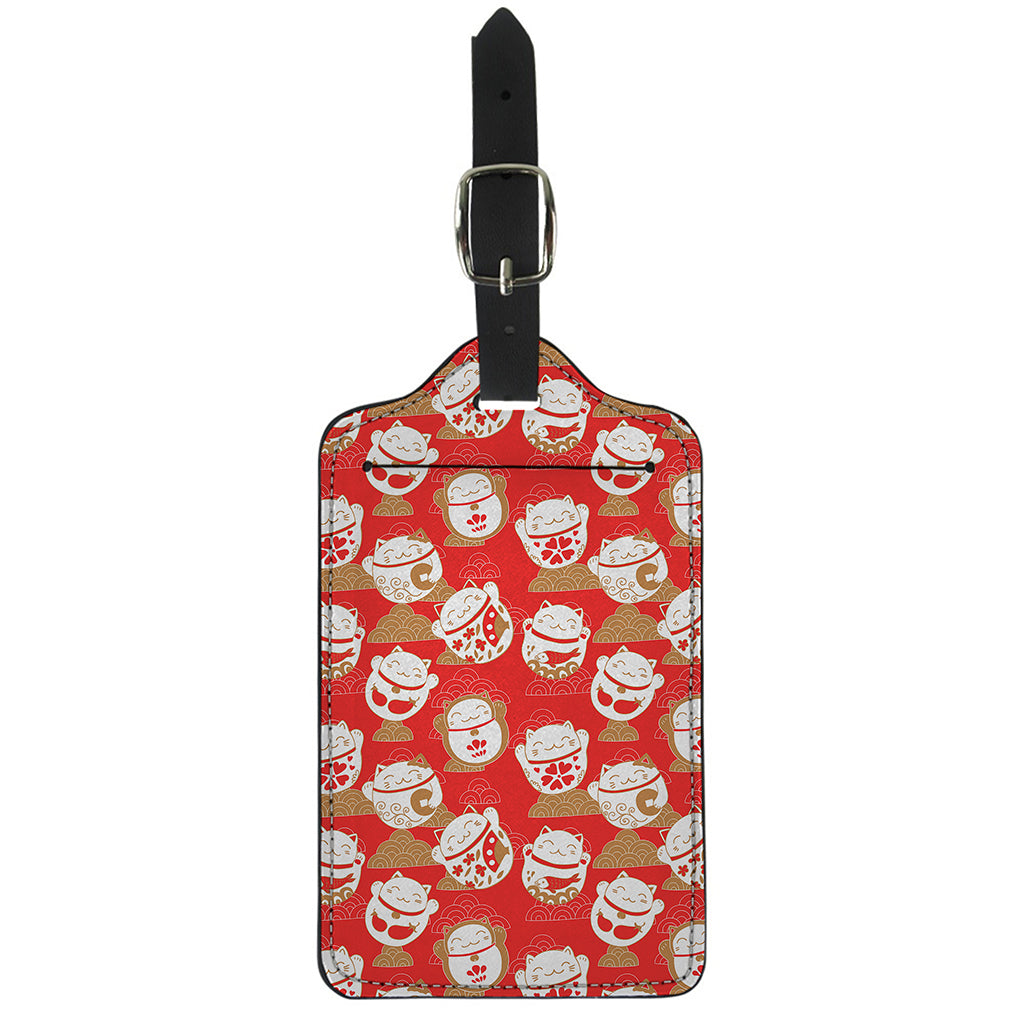 Japanese Lucky Cat Pattern Print Luggage Tag