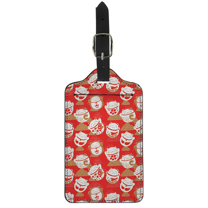 Japanese Lucky Cat Pattern Print Luggage Tag