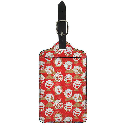 Japanese Lucky Cat Pattern Print Luggage Tag