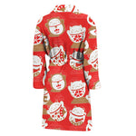 Japanese Lucky Cat Pattern Print Men's Bathrobe
