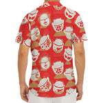 Japanese Lucky Cat Pattern Print Men's Deep V-Neck Shirt