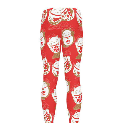 Japanese Lucky Cat Pattern Print Men's leggings