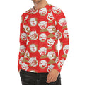Japanese Lucky Cat Pattern Print Men's Long Sleeve Rash Guard