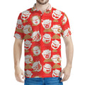 Japanese Lucky Cat Pattern Print Men's Polo Shirt