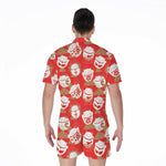 Japanese Lucky Cat Pattern Print Men's Rompers