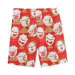 Japanese Lucky Cat Pattern Print Men's Sports Shorts