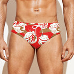 Japanese Lucky Cat Pattern Print Men's Swim Briefs
