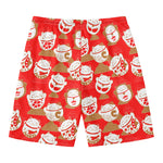 Japanese Lucky Cat Pattern Print Men's Swim Trunks
