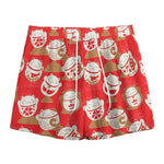 Japanese Lucky Cat Pattern Print Mesh Shorts