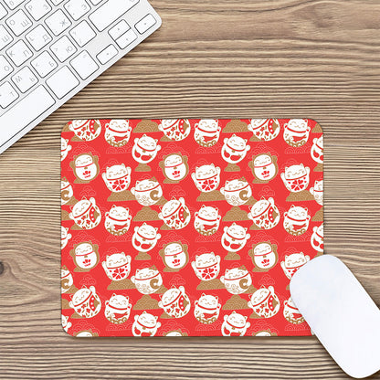 Japanese Lucky Cat Pattern Print Mouse Pad