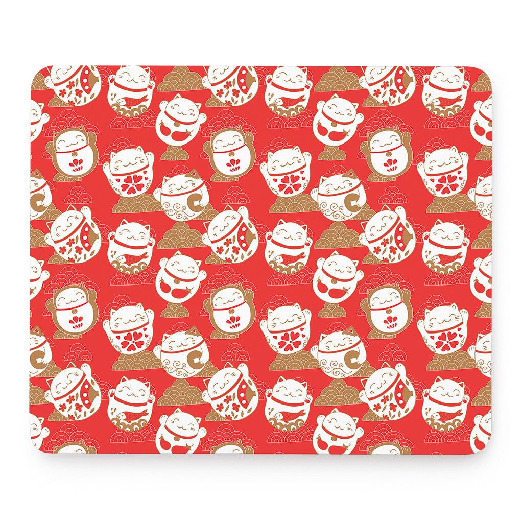 Japanese Lucky Cat Pattern Print Mouse Pad