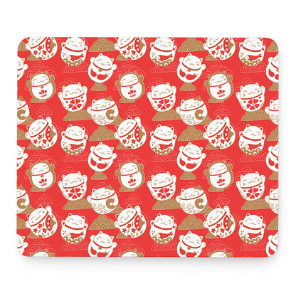 Japanese Lucky Cat Pattern Print Mouse Pad