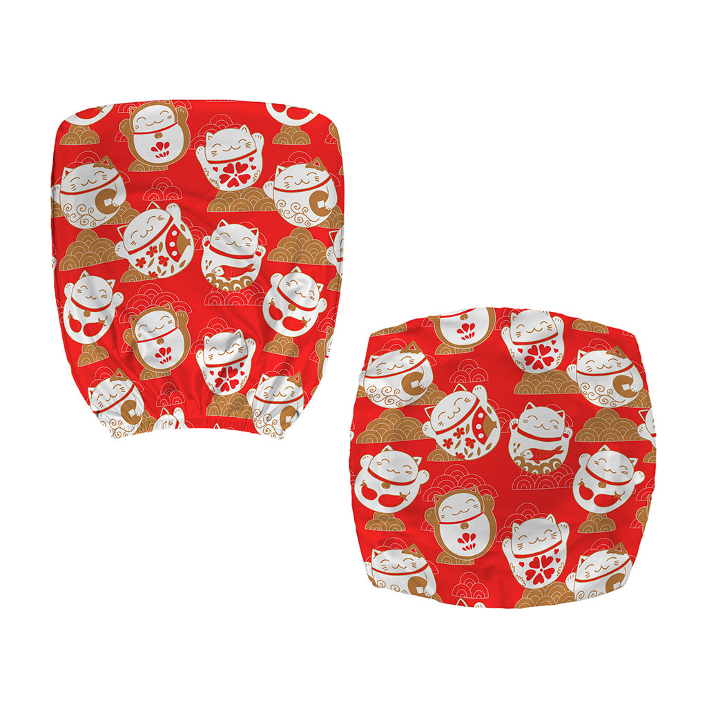 Japanese Lucky Cat Pattern Print Office Chair Cover