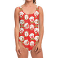 Japanese Lucky Cat Pattern Print One Piece Swimsuit