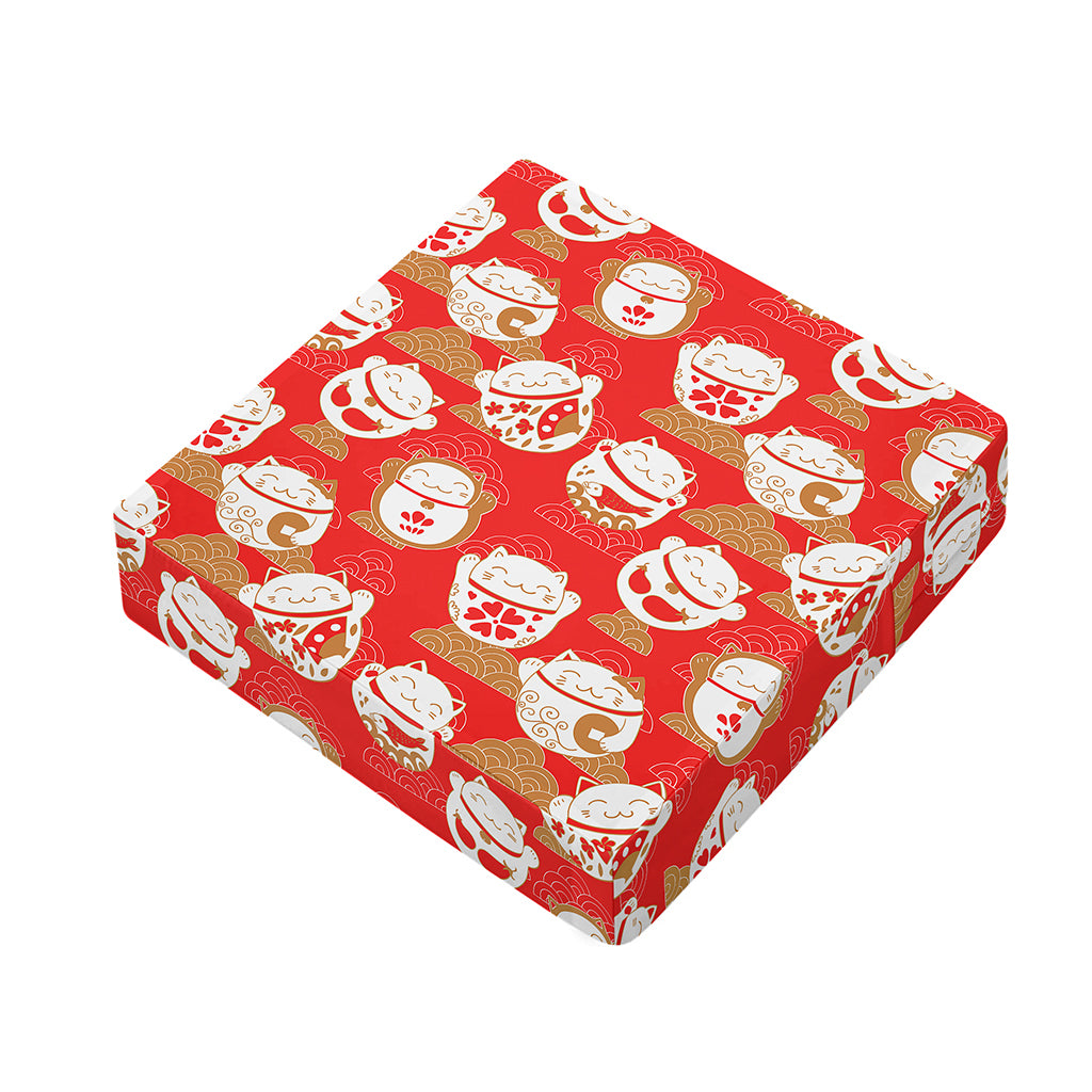 Japanese Lucky Cat Pattern Print Outdoor Seat Cushion Cover