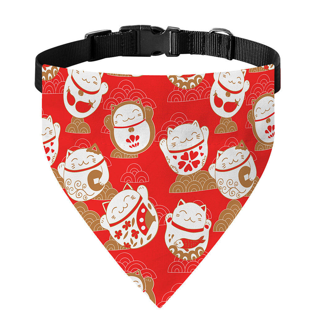 Japanese Lucky Cat Pattern Print Over The Collar Dog Bandana