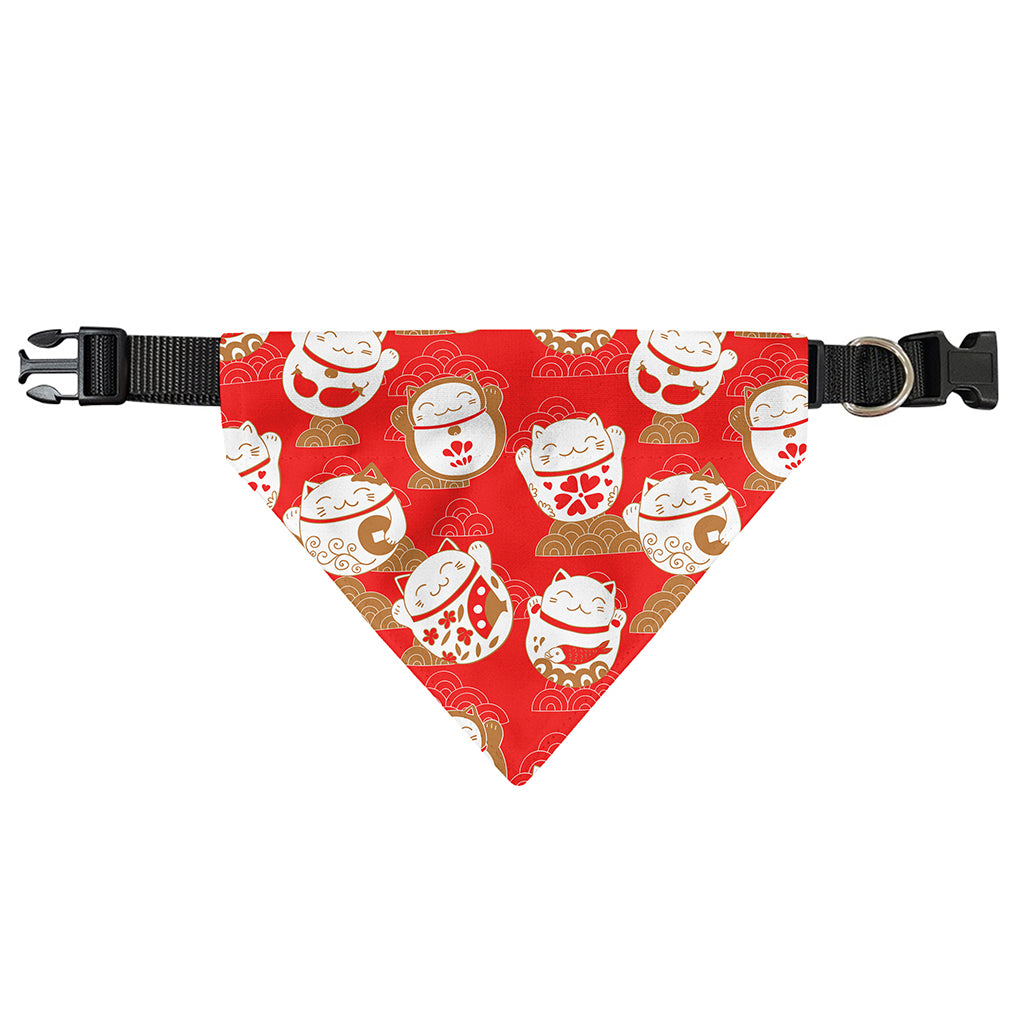 Japanese Lucky Cat Pattern Print Over The Collar Dog Bandana