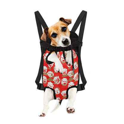 Japanese Lucky Cat Pattern Print Pet Carrier Backpack