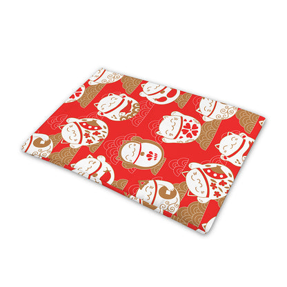 Japanese Lucky Cat Pattern Print Pet Cooling Mat Cover
