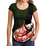 Japanese Lucky Cat Pattern Print Pet Sling Carrier