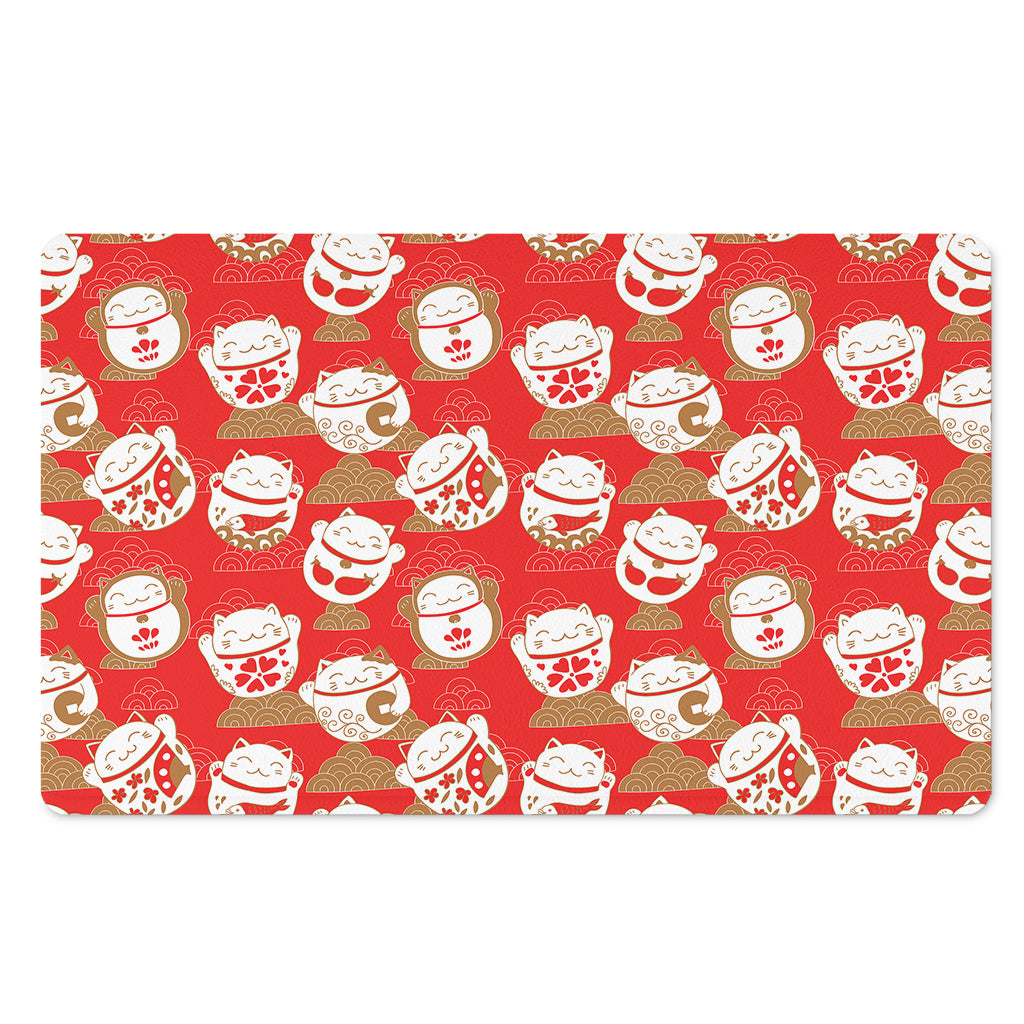 Japanese Lucky Cat Pattern Print Polyester Doormat