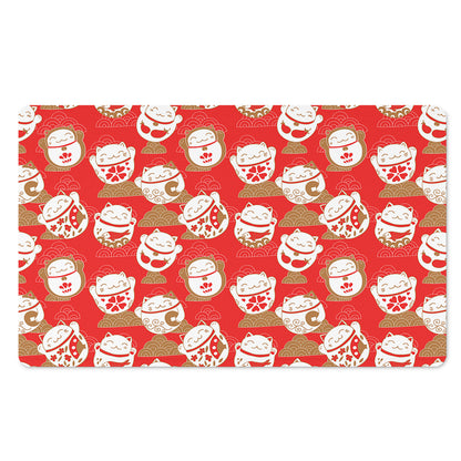 Japanese Lucky Cat Pattern Print Polyester Doormat