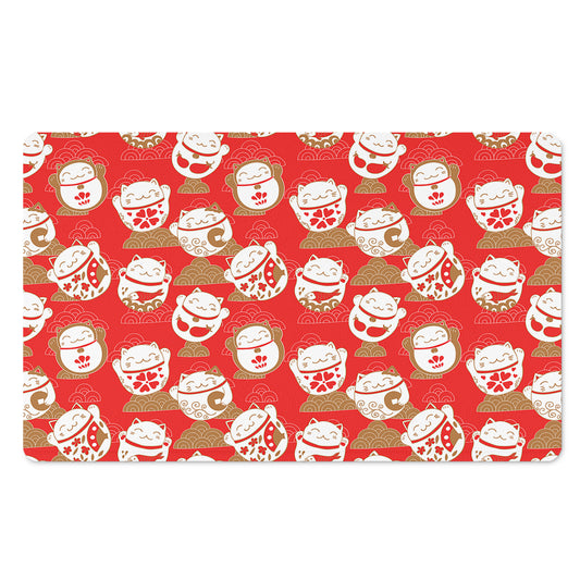 Japanese Lucky Cat Pattern Print Polyester Doormat