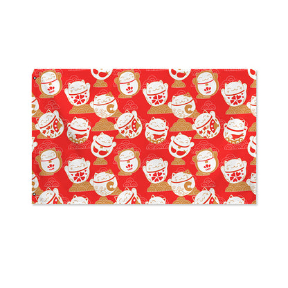 Japanese Lucky Cat Pattern Print Polyester Flag