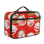 Japanese Lucky Cat Pattern Print Portable Lunch Bag