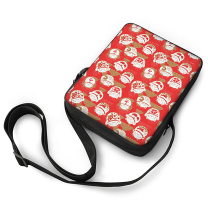 Japanese Lucky Cat Pattern Print Rectangular Crossbody Bag