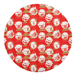 Japanese Lucky Cat Pattern Print Round Blanket