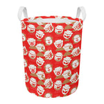 Japanese Lucky Cat Pattern Print Round Laundry Basket