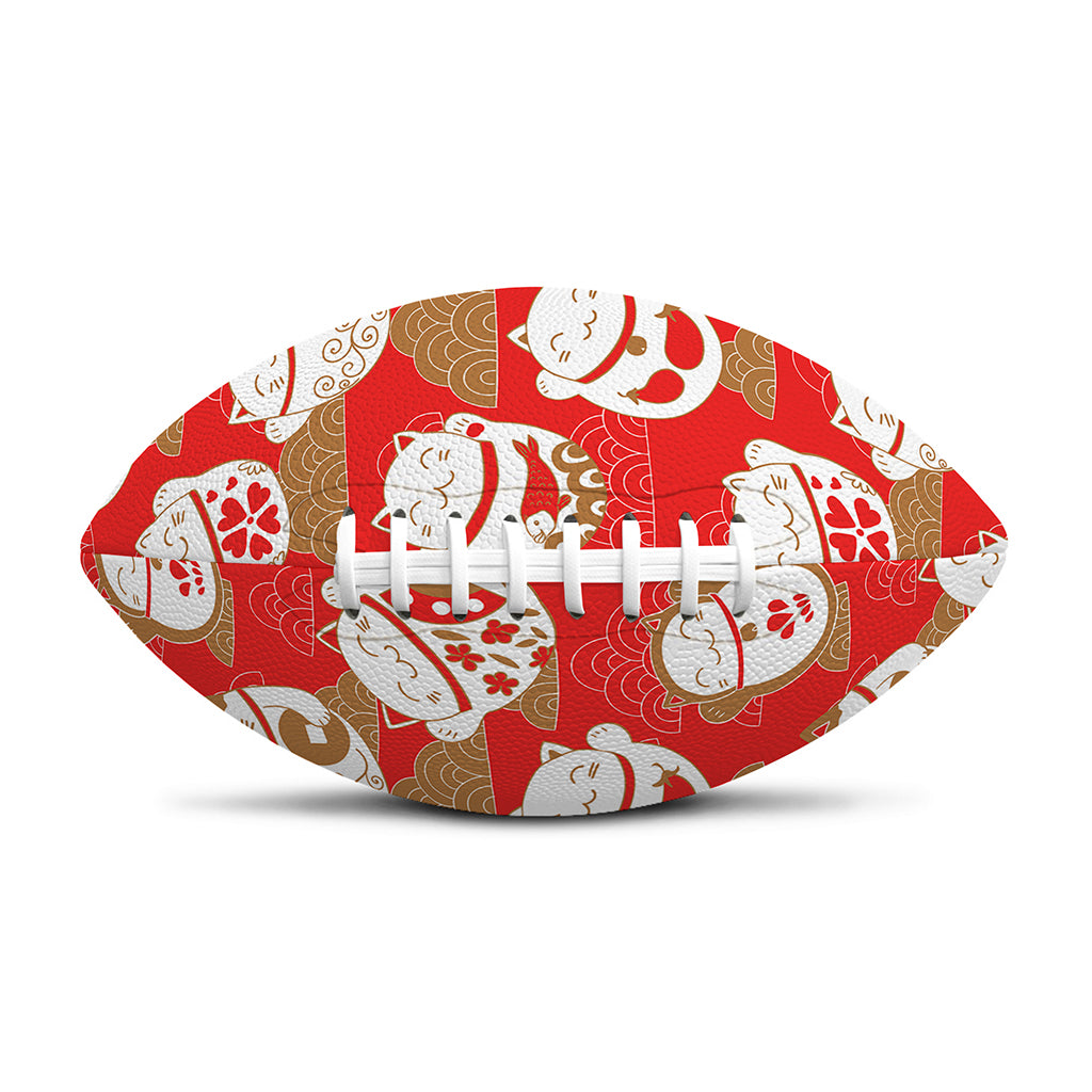 Japanese Lucky Cat Pattern Print Rugby Ball