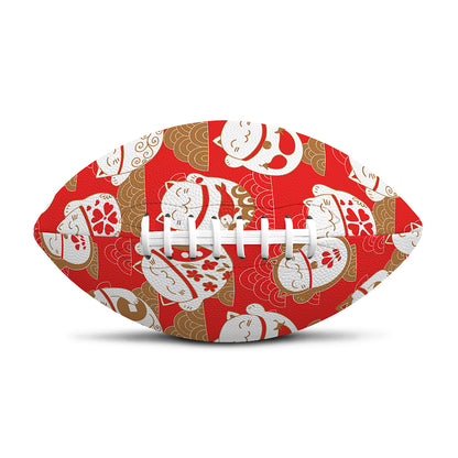 Japanese Lucky Cat Pattern Print Rugby Ball