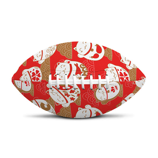Japanese Lucky Cat Pattern Print Rugby Ball